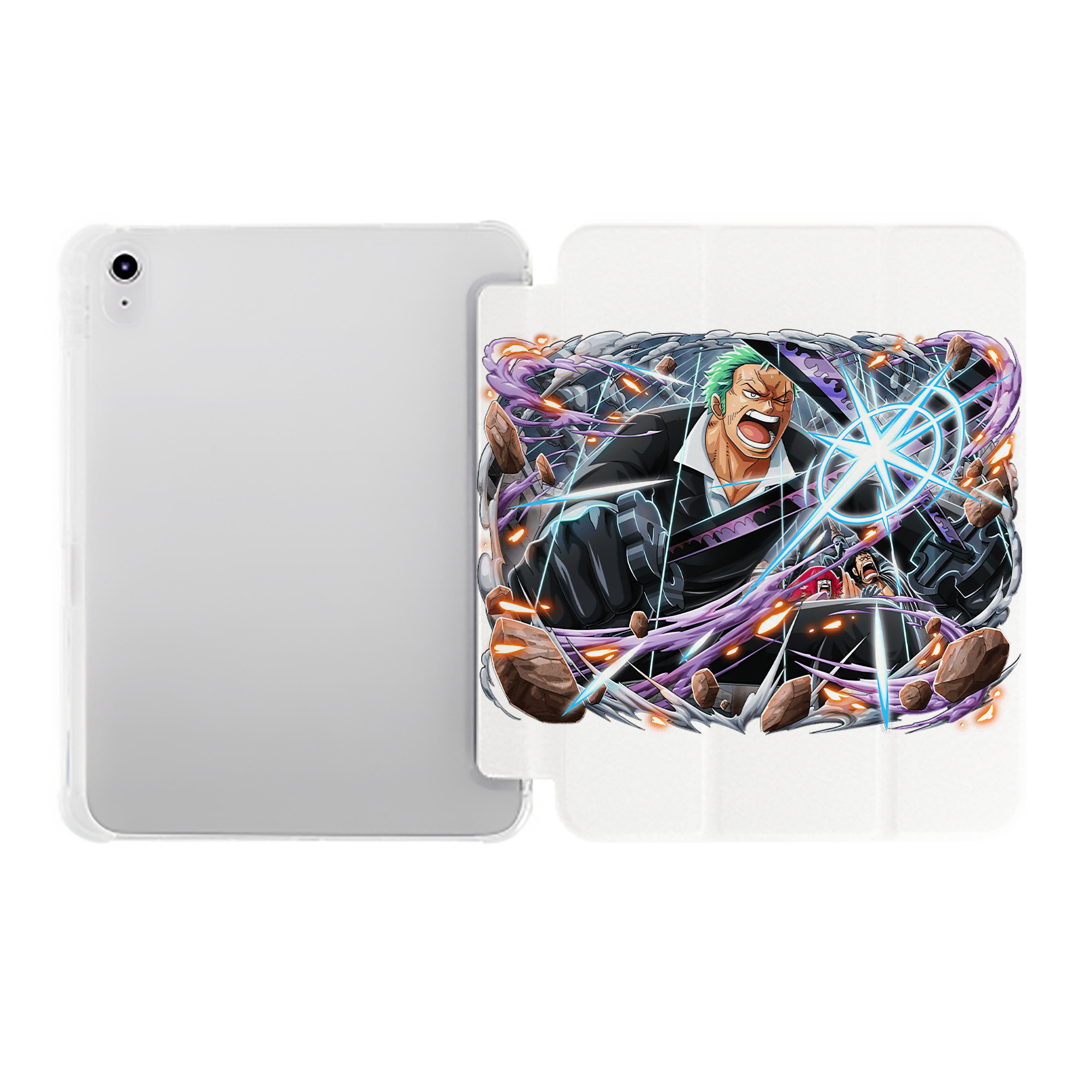 （画像用） ワンピース ロロノア・ゾロ ONE PIECE Roronoa Zoro IPad ケース ペン収納付き 三つ折りスタンド PUレザー×シリコン 対応機種9.5/10.5/10.9インチ